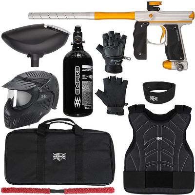 Action Village Empire Mini GS TP Level 2 Protector Paintball Gun Package Kit (Dust Silver/Dust Gold, Glove Size: Small/Medium)