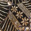 1920s Art Deco Fringed Sequin Dress 20s Flapper Gatsby Costume Dress W/ 20s Accessories Set (3X-Large, Black Gold) view 4