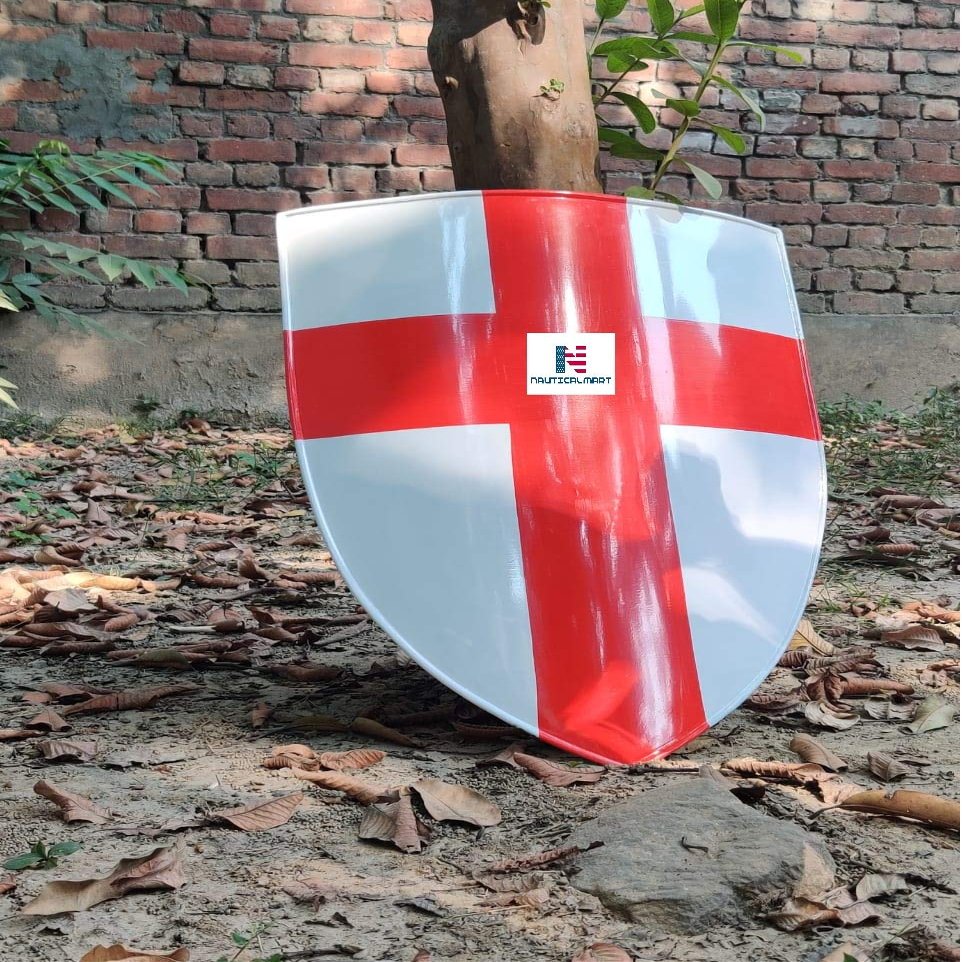 Crusader Medieval Shield - 16 Gauge Steel Battle Ready - White - One Size