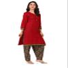 Miraan Women's Cotton Printed Readymade Salwar Suit Large Red view 3