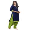 Miraan Women's Cotton Printed Readymade Salwar Suit XX-Large Blue view 3