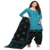 Miraan Women's Cotton Printed Readymade Salwar Suit Medium Blue view 1