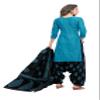 Miraan Women's Cotton Printed Readymade Salwar Suit Medium Blue view 2