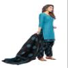 Miraan Women's Cotton Printed Readymade Salwar Suit Medium Blue view 3