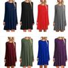 Andongnywell Women's Long Sleeve Pockets Casual Swing T-Shirt Dresses Solid Colors Simple Loose Dress (Dark Blue,X-Large) view 3