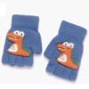 Children's Half Finger Gloves Winter Winter Boy Girl Baby Kid Kindergarten Writing Draw Show Finger Keep Warm Dinosaur 1-3 Years Old (Color : Blue) view 1