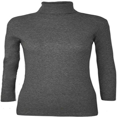 Loxdonz Girls Long Sleeve Turtleneck Tee Shirt Kids Casual High Neck Tops T-Shirts | Youth Size 3-14 (as1, Age, 7_Years, 8_Years, Charcoal, 7-8 Years)