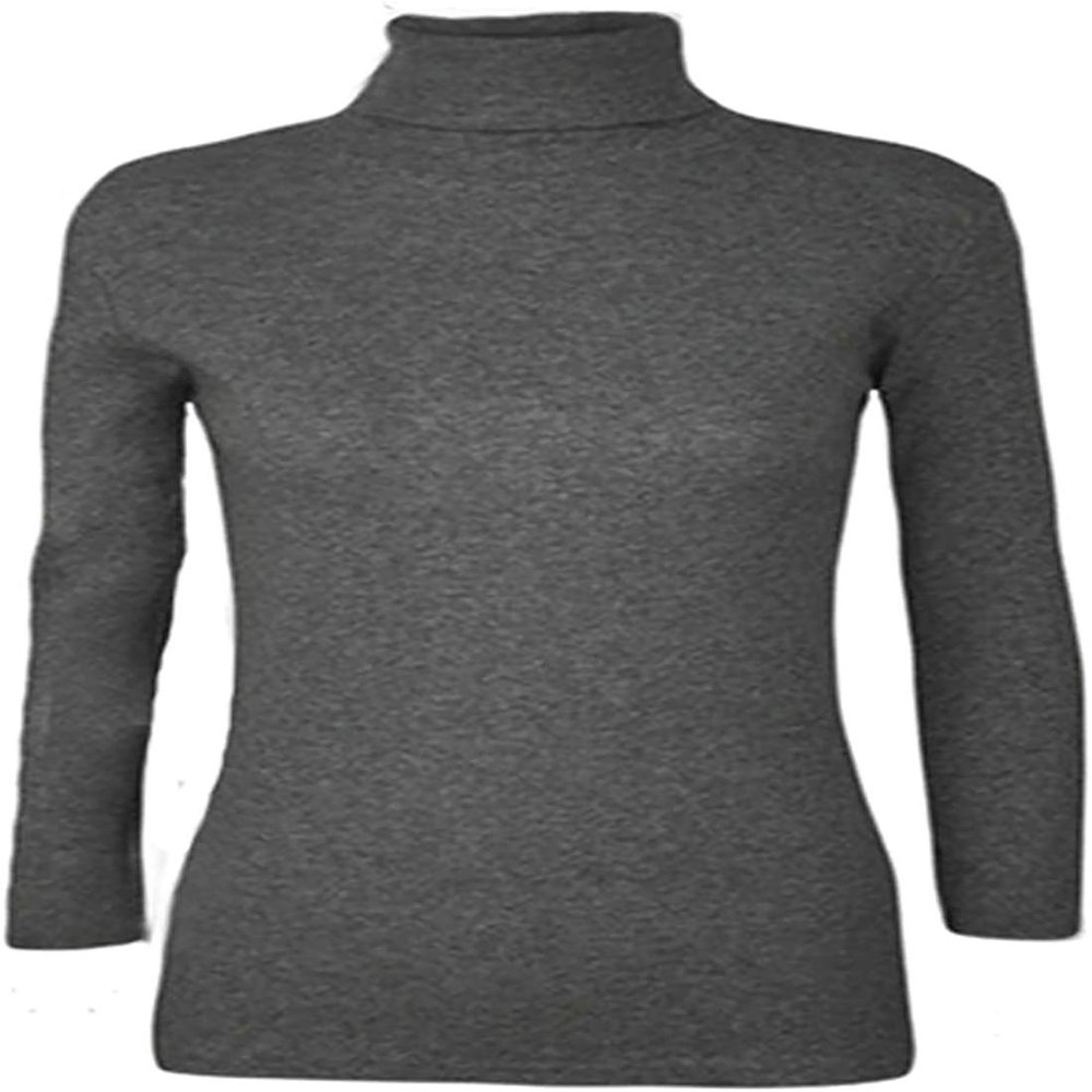 Loxdonz Girls Long Sleeve Turtleneck Tee Shirt Kids Casual High Neck Tops T-Shirts | Youth Size 3-14 (as1, Age, 7_Years, 8_Years, Charcoal, 7-8 Years)