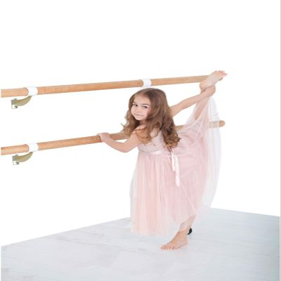 Pro-Gymnastics Ballet Barre 26 FT Long Double Bar White 2.0 Diameter - Fixed Height Wall Mount Ballet Barre System Traditional Wood, Home or Studio Ballet Bar, Dance, Stretch Bar, Dancing/Stretching