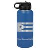 LaserGram Personalized Water Bottle, Flag of Puerto Rico, Stainless Steel Double Wall Vacuum Insulated with Flip Top Straw, Custom Engraved Gift (32oz / 950ml Dark Blue) view 1