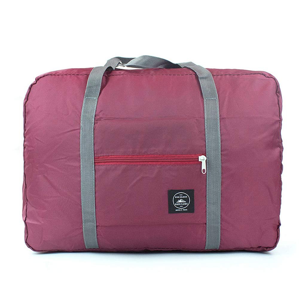 Magik 1-2 Pack Foldable Travel Luggage Carry-on Shoulder Duffle Bag Lightweight Hospital Bag Mommy Bag Sport Tote (Burgundy, 1 Pack)