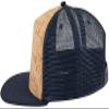 Ashen Fane Cork Flat Visor 5 Panel Snapback Mesh Back Trucker Hat, NVY/Cork/NVY view 2