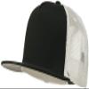 Ashen Fane 5 Panel Flat Visor Mesh Back Trucker Snapback Hat, Blk/Blk/Wht view 1