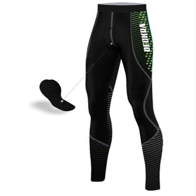 Men's Cycling Pants 3D Padded Road Bicycle Tights MTB Leggings Outdoor Thermal Biking Tights (Black Green, Small)