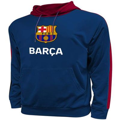 Icon Sports Mens Pullover Hoodie Officially Licensed Athletic Casual Sweatshirt FC Barcelona Football (FCB45PH, Navy, Large)