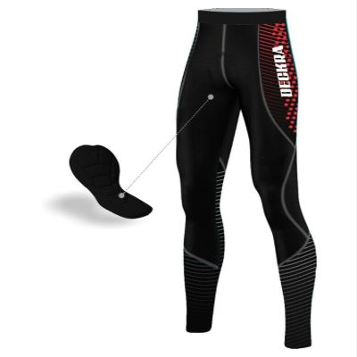 Mens Cycling Pants with 3D Padded Seat Thermal Road Bike Tights with 6 Ankle Zipper, Compression MTB Bicycle Leggings for Cold Weather Outdoor Riding Black Red