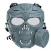 Outdoor Paintball Shooting Face Protection Gear Tactical Halloween Cosplay Horror Skull Mask with Fan - Transparent Lens - Gray view 1