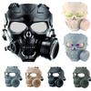 Outdoor Paintball Shooting Face Protection Gear Tactical Halloween Cosplay Horror Skull Mask with Fan - Transparent Lens - Gray view 2