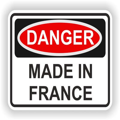 1x Made In France Danger Vinyl Waterproof Sticker - 5cm / 2inches