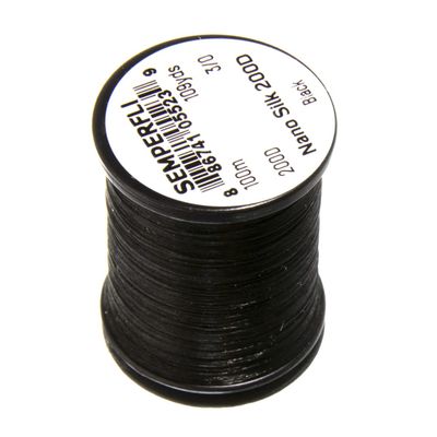 TIEMCO Senper Fly Nano Silk Thread, 3/0, 100D, Black, 328.1 ft (100 m)