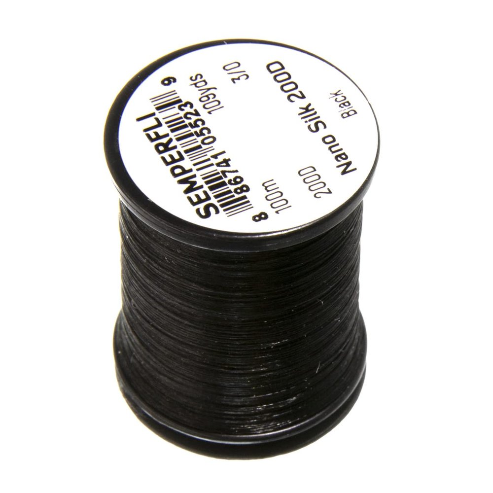 TIEMCO Senper Fly Nano Silk Thread, 3/0, 100D, Black, 328.1 ft (100 m)