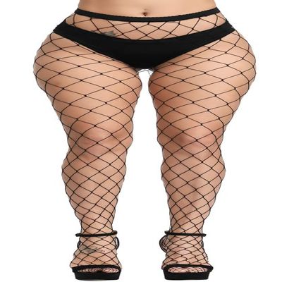 CozyWow Fishnet Tights for Women, High Waist Footed Fishnet Stockings Soft and Stretchy, Womens Patterned Tights 10+ Colors(A-Black-Big Hole)