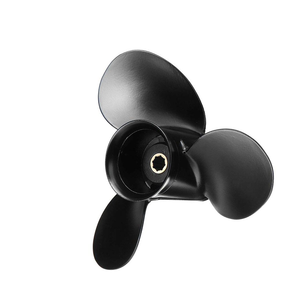 48-828158A12 Aluminum Outboard Prop Propeller with Hub Kit 9x10 1/2 Pitch 3 Blade 8 Spline Tooth Outboard Boat Propeller Replacement Mercury 6-15 HP