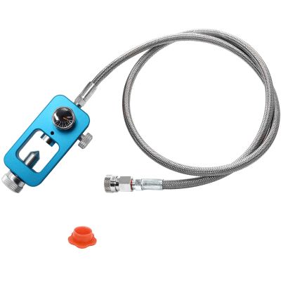 DIN Valve Scuba Adapter, Paintball Fill Station for Underwater Activities, PCP Tank Connector for Scuba, HPA Tank Filling Adapter, Capable of 4500 psi, 36" Metal Braided Hose, Blue Plating Process