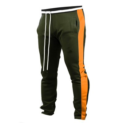 SCREENSHOT Men's Athletic Fitness Slim Fit Workout Track Pants BASIC S41700-Olive/Orange-Small