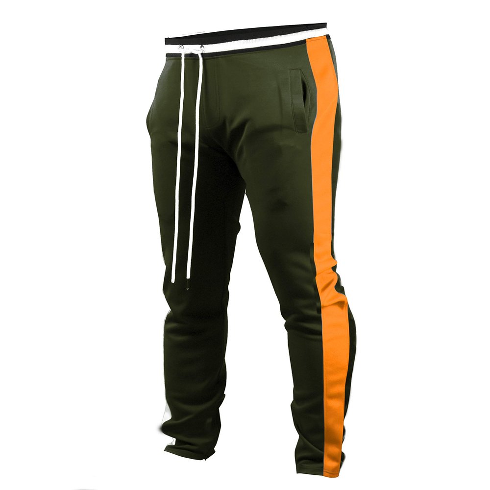 SCREENSHOT Men's Athletic Fitness Slim Fit Workout Track Pants BASIC S41700-Olive/Orange-Small