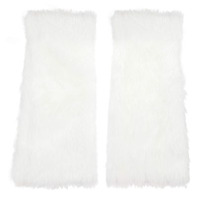 ABOOFAN Faux Fur Leg Warmers Winter Furry Long Boots Shoes Cuffs Covers Knee High Thick Socks Dressup Costume Accessory for Women Girls Winter Holiday Birthday Party