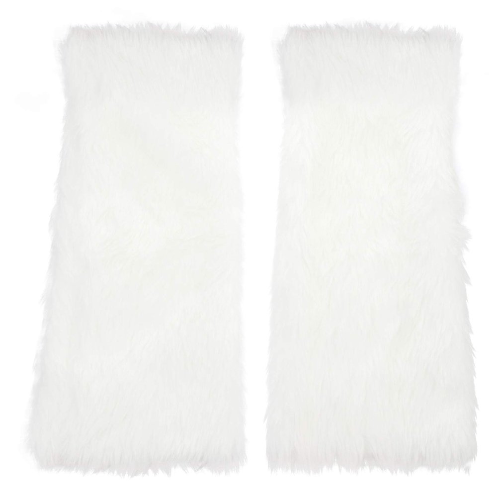 ABOOFAN Faux Fur Leg Warmers Winter Furry Long Boots Shoes Cuffs Covers Knee High Thick Socks Dressup Costume Accessory for Women Girls Winter Holiday Birthday Party