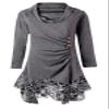 Andongnywell Women's Long Sleeve Scoop Neck Button Side Asymmetrical Dress Lace Flowy T Shirt Dresses (Dark Gray,Large) view 1