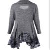 Andongnywell Women's Long Sleeve Scoop Neck Button Side Asymmetrical Dress Lace Flowy T Shirt Dresses (Dark Gray,Large) view 2