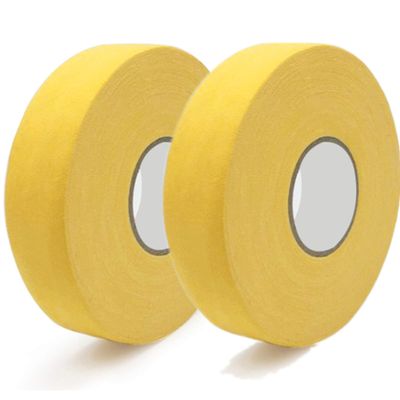 MEZUT Hockey Tape Cloth Easy to Stretch and Tear,Athletic Sport Hockey, Baseball Tape,1" x 27 yd (2 Rolls) (Yellow)