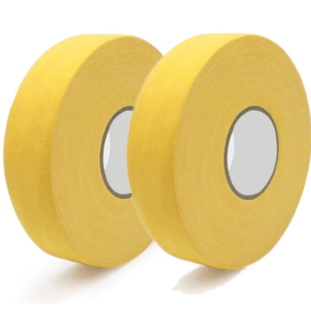 MEZUT Hockey Tape Cloth Easy to Stretch and Tear,Athletic Sport Hockey, Baseball Tape,1" x 27 yd (2 Rolls) (Yellow)
