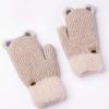 Children's Gloves Winter Winter Plus Velvet Thickening Girls and Boys Kindergarten Pupils Outdoor Warm Cartoon Cat 5-10 Years Old (Color : Khaki) view 1