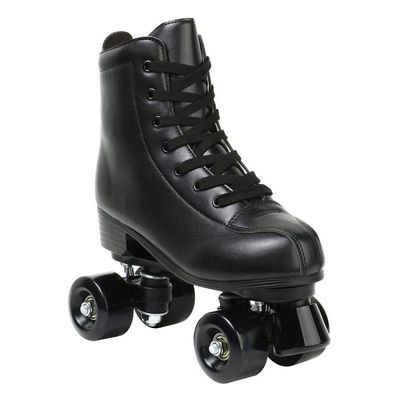 YYW Roller Skates for Women Men, High Top PU Leather Classic Double-Row Roller Skates, Indoor Outdoor Roller Skates for Beginner a Shoes Bag (Black Black Wheel, 37)