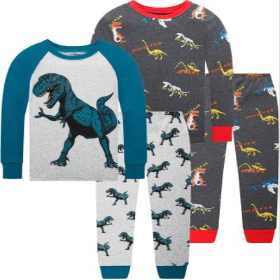 Dolphin&Fish Boys Dinosaur Pajamas Kids Sleepwear Toddler Clothes Sets 2T Blue Gray
