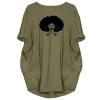 WbJetr Women Afro Cute Graphic Print Long Sleeve Casual Tunic Dress with Big Pocket Green view 1