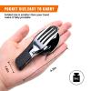 HIKENTURE Camping Utensils with Case 4-in-1 Folding Flatware Stainless Steel Fork Knife Spoon Bottle Opener Travel Cutlery Hobo Multitool Set(Black 2 Pack) view 3
