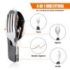 HIKENTURE Camping Utensils with Case 4-in-1 Folding Flatware Stainless Steel Fork Knife Spoon Bottle Opener Travel Cutlery Hobo Multitool Set(Black 2 Pack) view 4