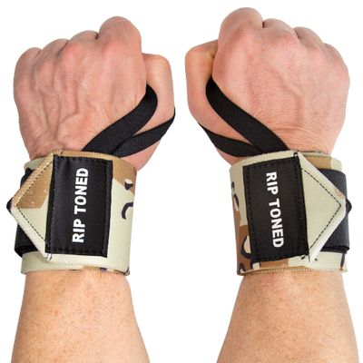 Rip Toned Wrist Wraps for Weightlifting  USPA & USAPL Approved 18" Wrist Straps for Powerlifting  Adjustable, Durable Gym Wraps with Thumb Loop  Quality Support for Men & Women  Brown Camo Flex