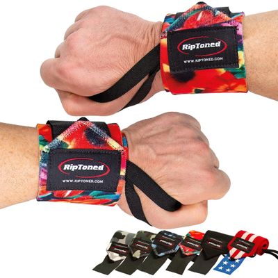 Rip Toned Wrist Wraps for Weightlifting  USPA & USAPL Approved 18" Wrist Straps for Powerlifting  Adjustable, Durable Gym Wraps with Thumb Loop  Maximum Support for Men & Women  Large Floral Stiff