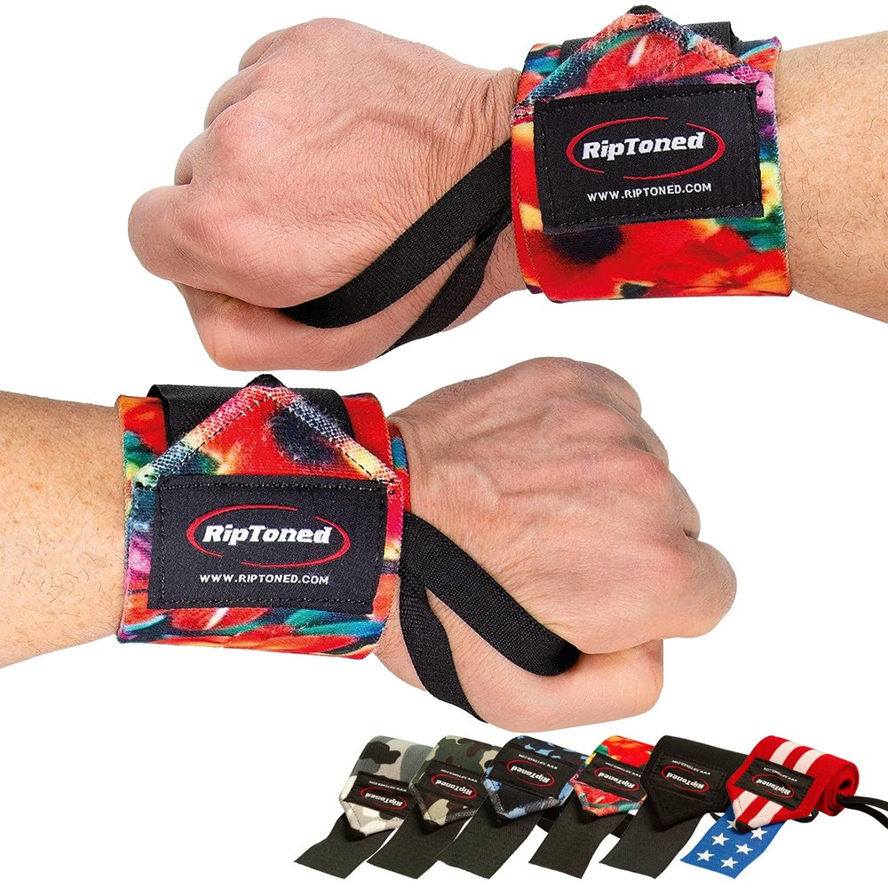 Rip Toned Wrist Wraps for Weightlifting  USPA & USAPL Approved 18" Wrist Straps for Powerlifting  Adjustable, Durable Gym Wraps with Thumb Loop  Maximum Support for Men & Women  Large Floral Stiff