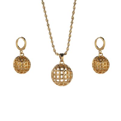 Bead Necklace Earrings for Women Round Ball Jewelry Sets African Arabia Nigeria Gifts