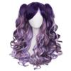 ANOGOL Hair Cap+Mix Purple Wig Lavender Violet Wigs with 2 Ponytails Long Violet Lavender Curly Ponytail Wig for Lolita Cosplay Halloween Women Costume Pigtails Party Wigs for Mardi Gras (Mix Purple) view 1