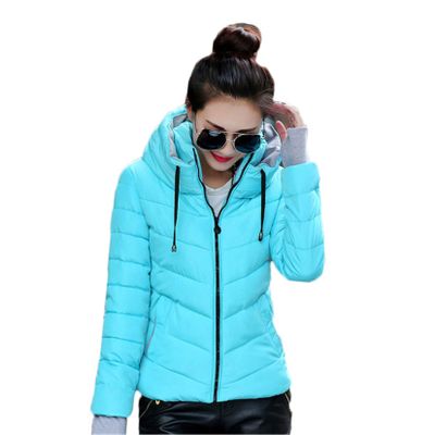 Andongnywell Women's Lightweight Cotton Jacket Jacket high Neck bib Insulation Waterproof Tight Outwear (Blue,Medium)
