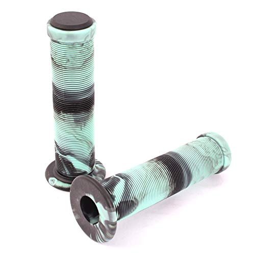 KHE Acme 2TONE BMX Grips 130mm with Flange Black Mint Green Turquoise slats MTB Scooter Pair