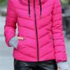 Andongnywell Women's Winter Parka Jacket Warm Stand Collar Cotton Quilted Down Coat Short Jacket Lightweight Coats (Hot Pink,Large) view 3